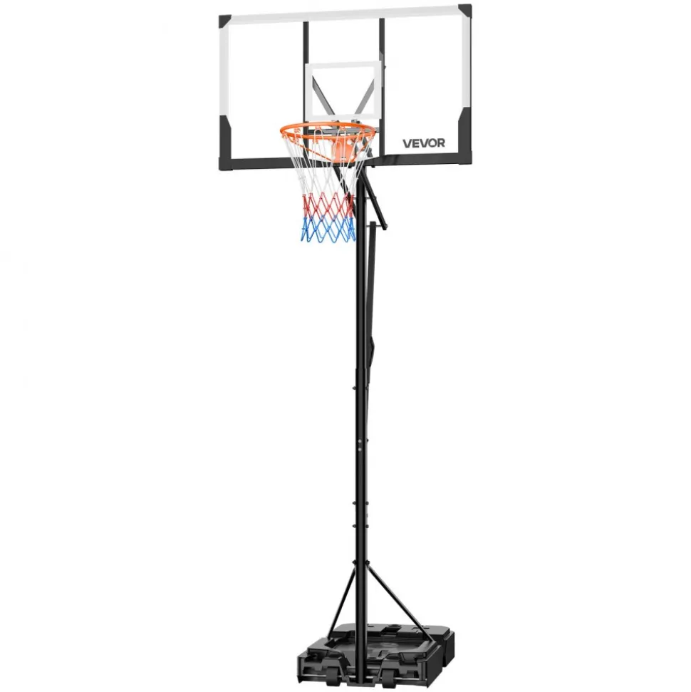 VEVOR Portable Basketball Stand, 7.7 to 10 ft Height Adjustment Basketball Hoop & Goal, Portable Basketballs Hoop with 48 inch PC Backboard & Wheels for Kids, Teens, Adults in Driveways, Pools