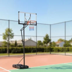 VEVOR Portable Basketball Stand, 7.7 to 10 ft Height Adjustment Basketball Hoop & Goal, Portable Basketballs Hoop with 48 inch PC Backboard & Wheels for Kids, Teens, Adults in Driveways, Pools