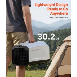 VEVOR Portable Camping Air Conditioner 3050 BTU, Tent AC Unit with Hose, Remote & Touch Control, 61–90°F Adjustable, 150 m³/h High Airflow, Low Noise, Ideal for Tent. RV, Outdoor Cooling, Dark Grey