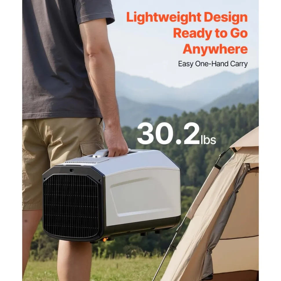 VEVOR Portable Camping Air Conditioner 3050 BTU, Tent AC Unit with Hose, Remote & Touch Control, 61–90°F Adjustable, 150 m³/h High Airflow, Low Noise, Ideal for Tent. RV, Outdoor Cooling, Dark Grey