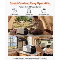 VEVOR Portable Camping Air Conditioner 3050 BTU, Tent AC Unit with Hose, Remote & Touch Control, 61–90°F Adjustable, 150 m³/h High Airflow, Low Noise, Ideal for Tent. RV, Outdoor Cooling, Dark Grey