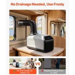 VEVOR Portable Camping Air Conditioner 3050 BTU, Tent AC Unit with Hose, Remote & Touch Control, 61–90°F Adjustable, 150 m³/h High Airflow, Low Noise, Ideal for Tent. RV, Outdoor Cooling, Dark Grey