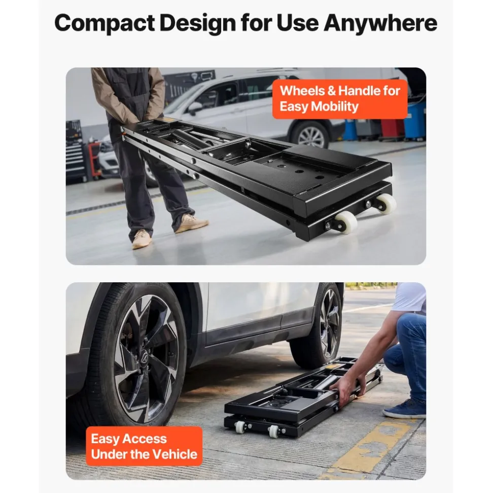 VEVOR Portable Car Lift, 7000 lbs Capacity, Heavy Duty Steel Truck Lift with 26.8" Max Height, Pneumatic Pump, Wheels, 4 Rubber Pads & 4 Lifting Columns for Cars, SUVs, Trucks, Home Garage or Shop Use