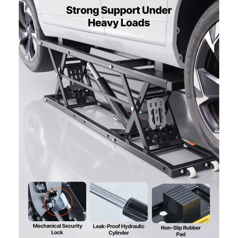 VEVOR Portable Car Lift, 7000 lbs Capacity, Heavy Duty Steel Truck Lift with 26.8" Max Height, Pneumatic Pump, Wheels, 4 Rubber Pads & 4 Lifting Columns for Cars, SUVs, Trucks, Home Garage or Shop Use