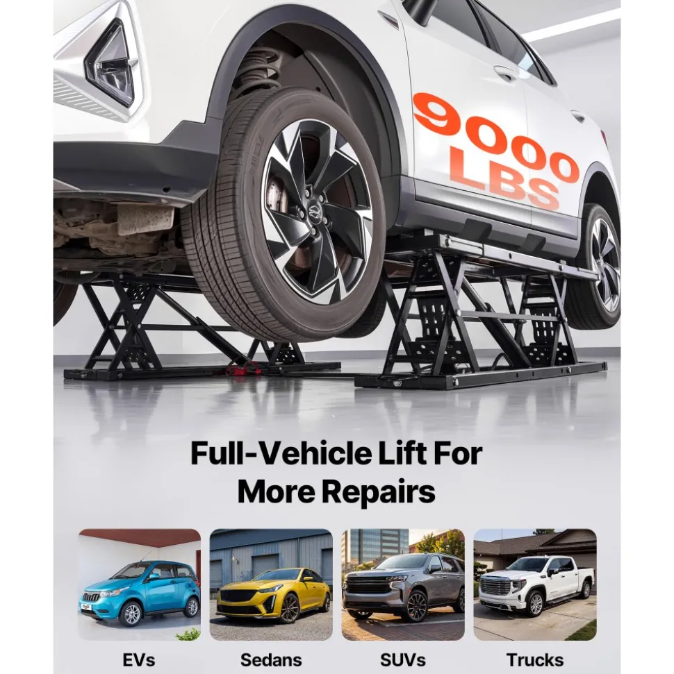 VEVOR Portable Car Lift, 5000 lbs Capacity, Heavy Duty Quick Lift with 25.6" Max Height, Pneumatic Pump, Wheels, 4 Rubber Pads & 4 Lifting Columns for Cars, Compact SUVs, Mini Trucks, Garage or Shop