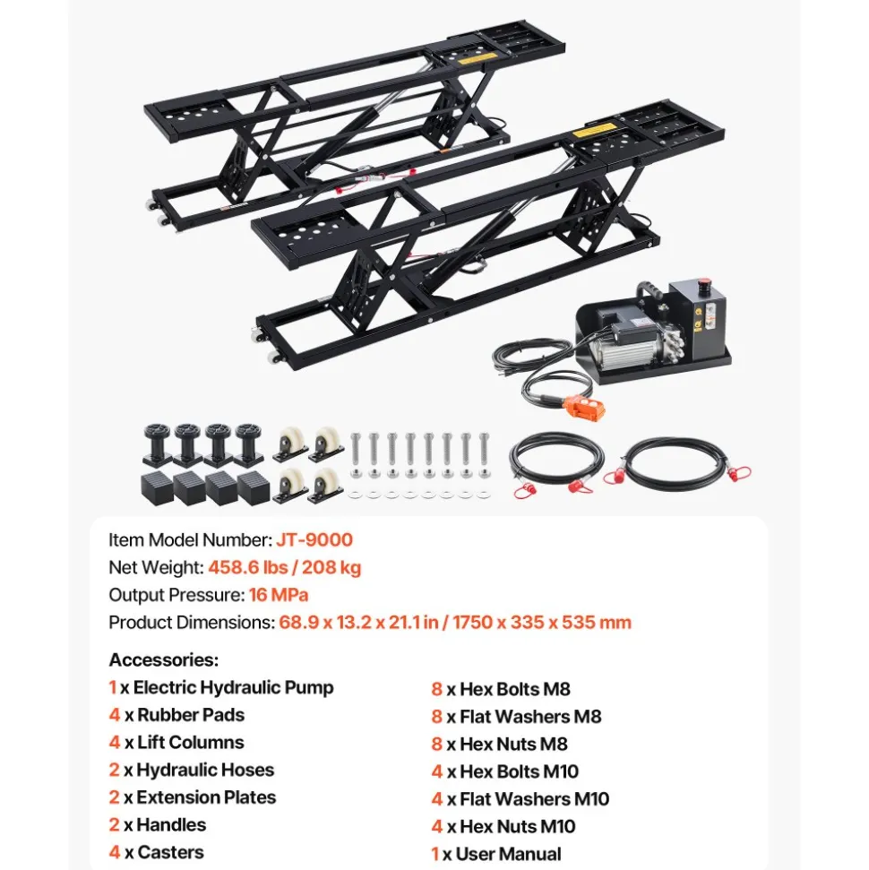 VEVOR Portable Car Lift, 5000 lbs Capacity, Heavy Duty Quick Lift with 25.6" Max Height, Pneumatic Pump, Wheels, 4 Rubber Pads & 4 Lifting Columns for Cars, Compact SUVs, Mini Trucks, Garage or Shop