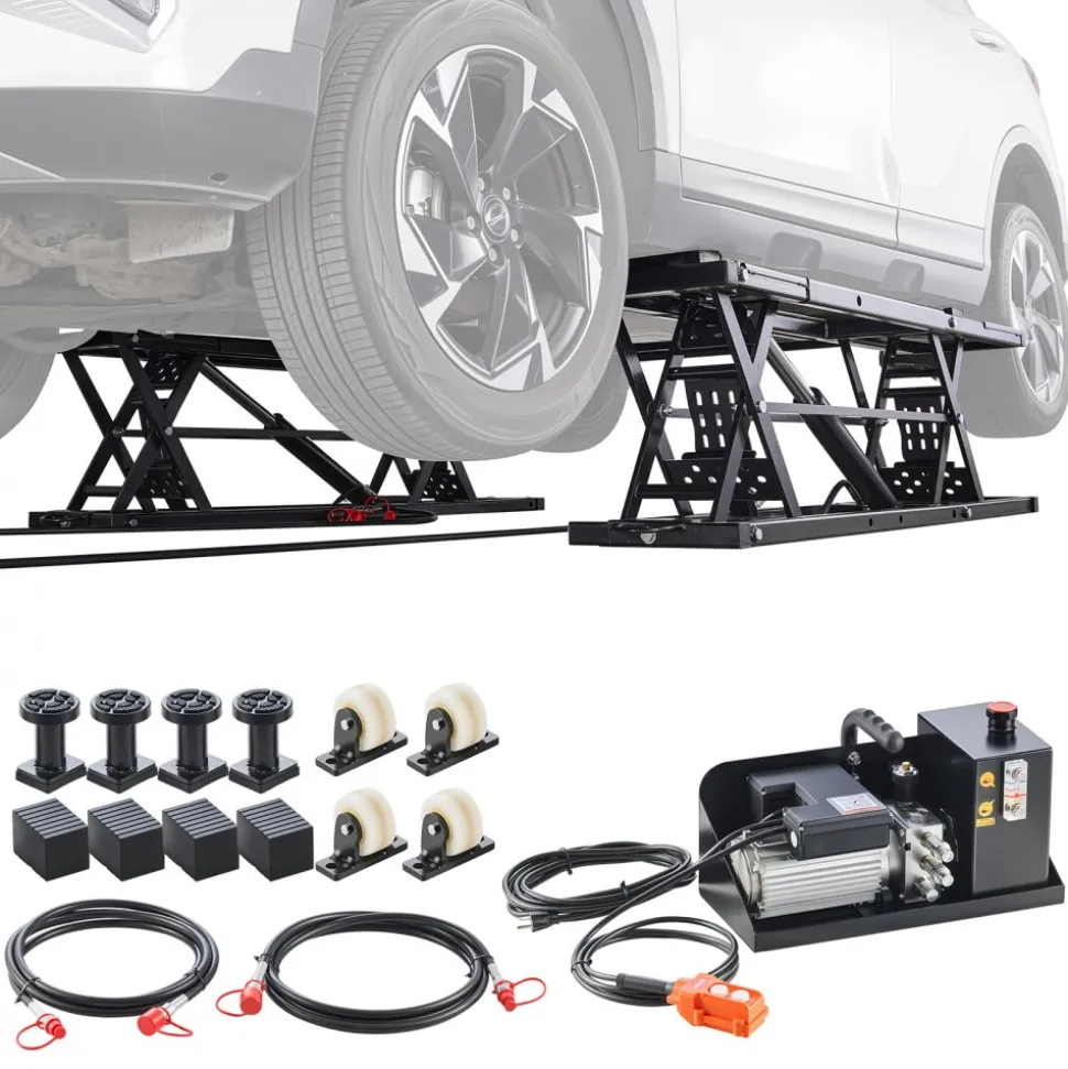 VEVOR Portable Car Lift, 5000 lbs Capacity, Heavy Duty Quick Lift with 25.6" Max Height, Pneumatic Pump, Wheels, 4 Rubber Pads & 4 Lifting Columns for Cars, Compact SUVs, Mini Trucks, Garage or Shop