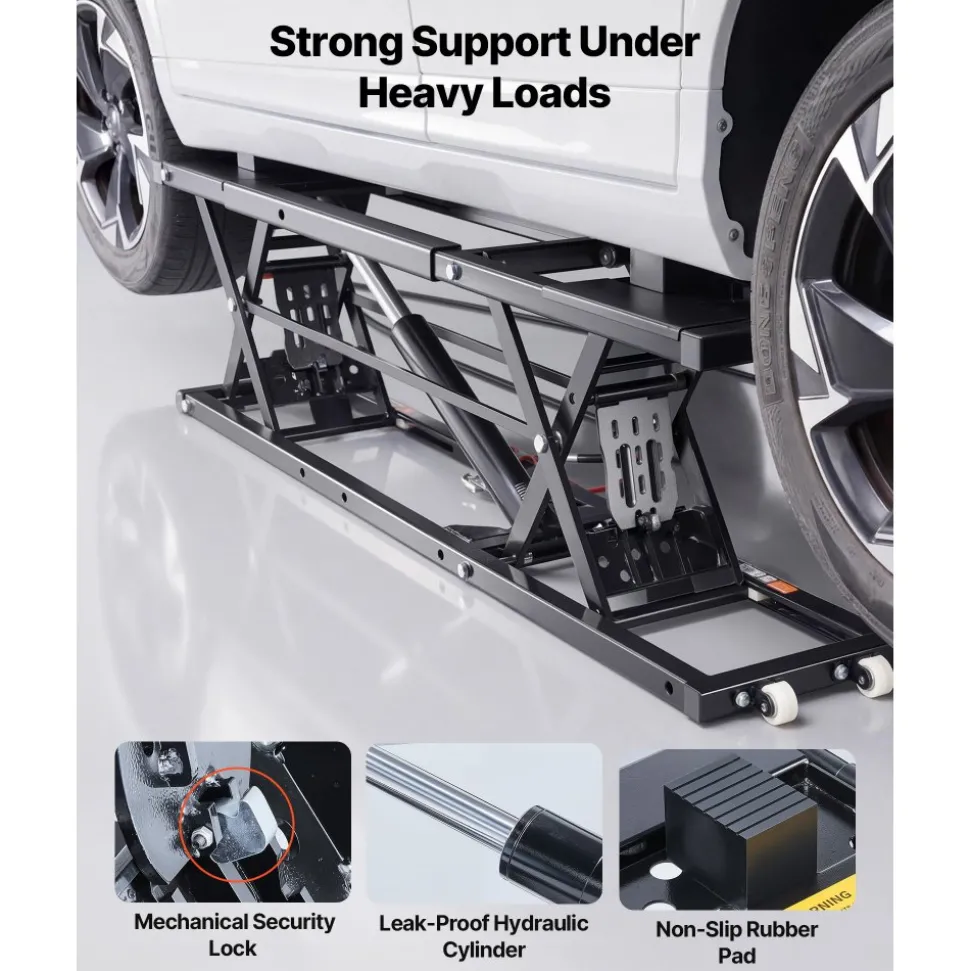 VEVOR Portable Car Lift, 5000 lbs Capacity, Heavy Duty Quick Lift with 25.6" Max Height, Pneumatic Pump, Wheels, 4 Rubber Pads & 4 Lifting Columns for Cars, Compact SUVs, Mini Trucks, Garage or Shop