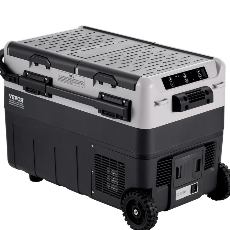 VEVOR Portable Car Refrigerator, 12 Volt Car Refrigerator Fridge, 50 L / 52.8 QT Dual Zone Portable Freezer, -4℉-68℉ Adjustable Temperature, Compressor Cooler for Home, Outdoor, Camping, RV, Car