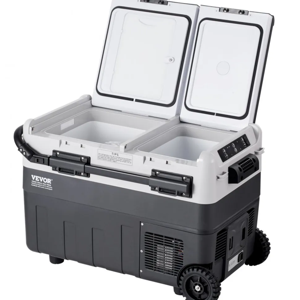 VEVOR Portable Car Refrigerator, 12 Volt Car Refrigerator Fridge, 50 L / 52.8 QT Dual Zone Portable Freezer, -4℉-68℉ Adjustable Temperature, Compressor Cooler for Home, Outdoor, Camping, RV, Car