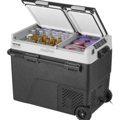 VEVOR Portable Car Refrigerator, 12 Volt Car Refrigerator Fridge, 58 L / 61.5 QT Dual Zone Portable Freezer, -4℉-68℉ Adjustable Temperature, Compressor Cooler for Home, Outdoor, Camping, RV, Car