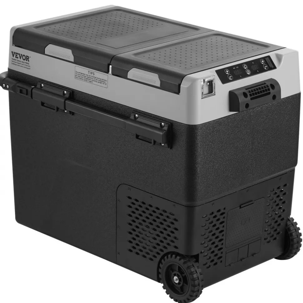 VEVOR Portable Car Refrigerator, 12 Volt Car Refrigerator Fridge, 58 L / 61.5 QT Dual Zone Portable Freezer, -4℉-68℉ Adjustable Temperature, Compressor Cooler for Home, Outdoor, Camping, RV, Car