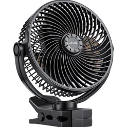 VEVOR Portable Clip Fan, Rechargeable Clip On Fan with Light, USB Port with 3 Speeds & Circulation Mode, Strong Airflow Sturdy Clamp, Long Runtime for Desk, Golf Cart,Outdoor Camping Treadmill,Black