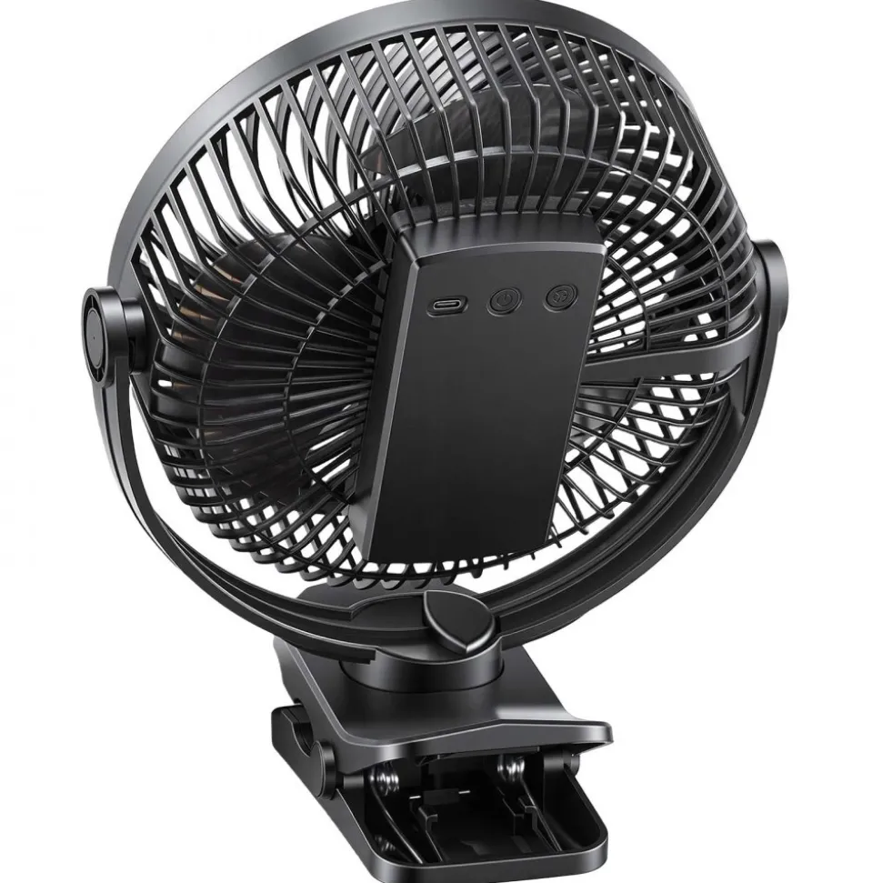 VEVOR Portable Clip Fan, Rechargeable Clip On Fan, USB Port with 3 Speeds & Circulation Mode, Strong Airflow Sturdy Clamp, Long Runtime for Desk, Golf Cart, Outdoor Camping Treadmill, Office, Black