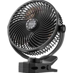 VEVOR Portable Clip Fan, Rechargeable Clip On Fan, USB Port with 3 Speeds & Circulation Mode, Strong Airflow Sturdy Clamp, Long Runtime for Desk, Golf Cart, Outdoor Camping Treadmill, Office, Black