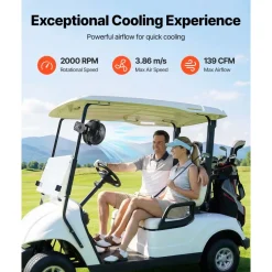 VEVOR Portable Clip Fan, Rechargeable Clip On Fan, USB Port with 3 Speeds & Circulation Mode, Strong Airflow Sturdy Clamp, Long Runtime for Desk, Golf Cart, Outdoor Camping Treadmill, Office, Black