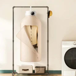 VEVOR Portable Clothes Dryer, Clothes Dryer with Dryer Bag, PTC Heating & LED Display, Foldable Mini Dryer with 5-H Timer for Apartments, Dorms, RVs, or Hotels, 600W, Beige