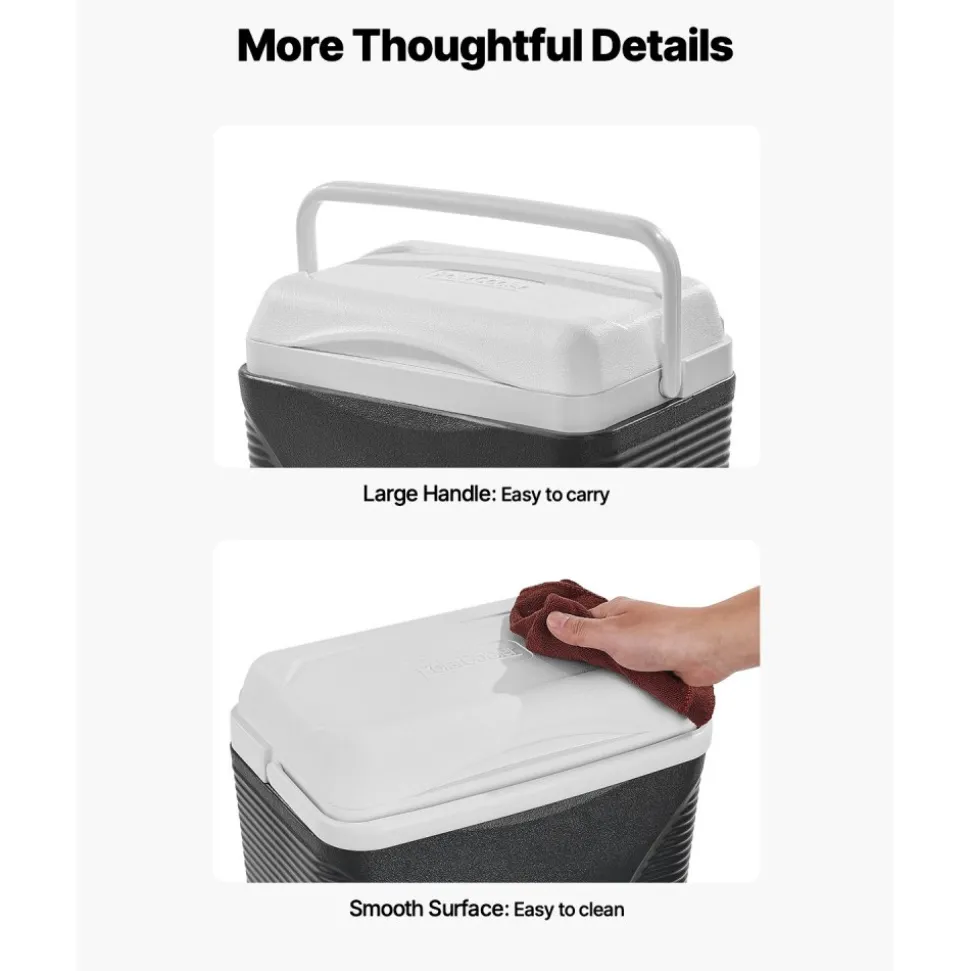 VEVOR Portable Cooler, 8.5 QT Hard Cooler with Ice Retention and Heavy-Duty Handles, Lightweight Rigid Material Insulated Portable Cooler, Suitable for Family Picnics and Short Trips