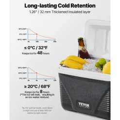 VEVOR Portable Cooler, 8.5 QT Hard Cooler with Ice Retention and Heavy-Duty Handles, Lightweight Rigid Material Insulated Portable Cooler, Suitable for Family Picnics and Short Trips