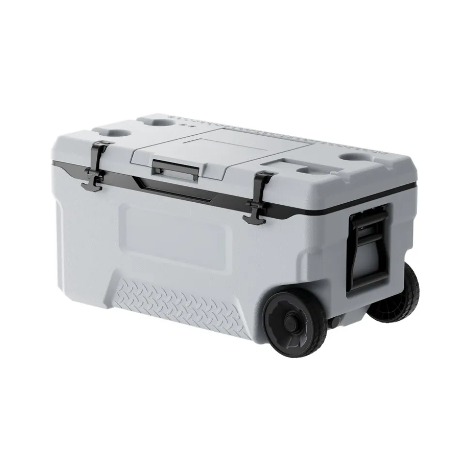 VEVOR Portable Cooler, 74 QT Wheeled Cooler with Ice Retention, Heavy-Duty Handles and Cup Holder, Lightweight Rigid Material Insulated Portable Cooler, Suitable for Family Picnics and Long Trips