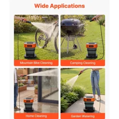 VEVOR Portable Cordless Pressure Washer with 2.64 Gal Tank, Foldable Power Washer 109 Max PSI, 3 Nozzles, Magnetic Sponge Brush & Soft Bristle Brush,78.7 in Hose, for Bike Cleaning, Patio, Camping
