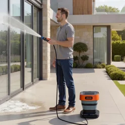 VEVOR Portable Cordless Pressure Washer with 2.64 Gal Tank, Foldable Power Washer 109 Max PSI, 3 Nozzles, Magnetic Sponge Brush & Soft Bristle Brush,78.7 in Hose, for Bike Cleaning, Patio, Camping