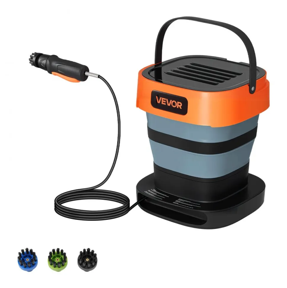 VEVOR Portable Cordless Pressure Washer with 2.64 Gal Tank, Foldable Power Washer 109 Max PSI, 3 Nozzles, Magnetic Sponge Brush & Soft Bristle Brush,78.7 in Hose, for Bike Cleaning, Patio, Camping