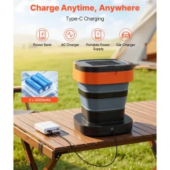 VEVOR Portable Cordless Pressure Washer with 2.64 Gal Tank, Foldable Power Washer 109 Max PSI, 3 Nozzles, Magnetic Sponge Brush & Soft Bristle Brush,78.7 in Hose, for Bike Cleaning, Patio, Camping