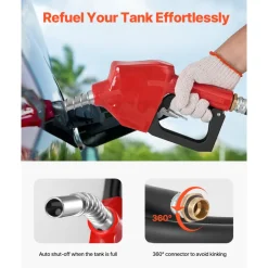 VEVOR Portable Diesel & Gasoline Tank, 116 Gallon, 10 GPM Flow Rate, Diesel Fuel Tank with 12V Electric Transfer Pump, 13.1ft Hose, Auto Fueling Nozzle, Transfer Tank for Easy Fuel Transportation, Red