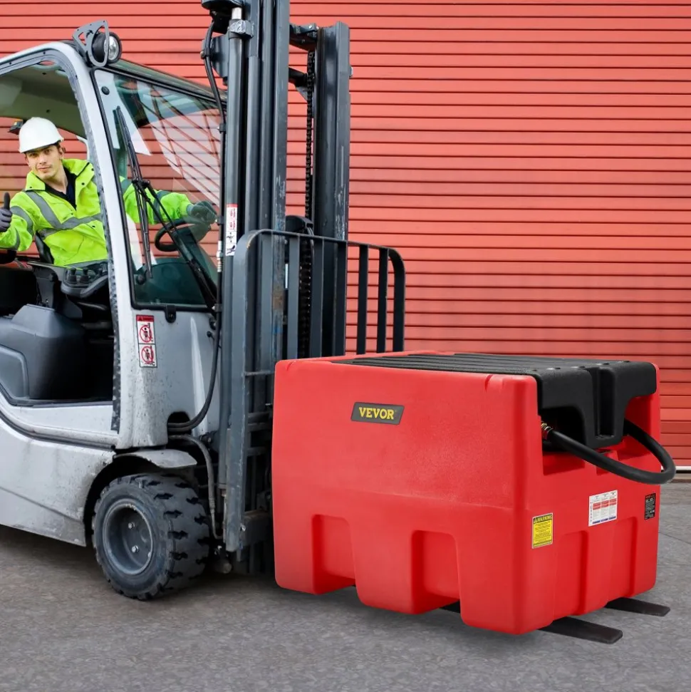 VEVOR Portable Diesel & Gasoline Tank, 48 Gallon, 10.6GPM Flow Rate, Diesel Fuel Tank with 12V Electric Transfer Pump, 13.1ft Hose, Auto Fueling Nozzle, Transfer Tank for Easy Fuel Transportation, Red