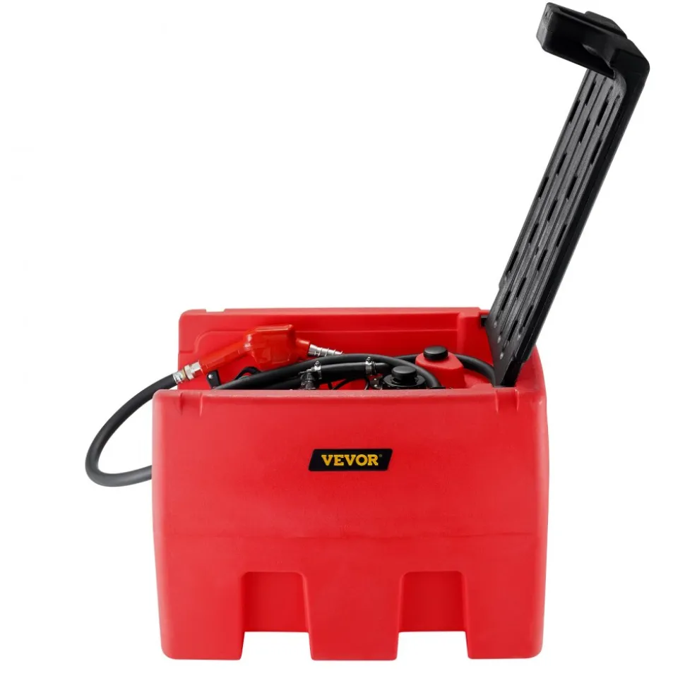 VEVOR Portable Diesel & Gasoline Tank, 48 Gallon, 10.6GPM Flow Rate, Diesel Fuel Tank with 12V Electric Transfer Pump, 13.1ft Hose, Auto Fueling Nozzle, Transfer Tank for Easy Fuel Transportation, Red