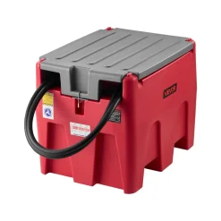 VEVOR Portable Diesel & Gasoline Tank, 58 Gallon, 10 GPM Flow Rate, Diesel Fuel Tank with 12V Electric Transfer Pump, 13.1ft Hose, Auto Fueling Nozzle, Transfer Tank for Easy Fuel Transportation, Red