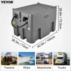 VEVOR Portable Diesel Tank, 116 Gallon Capacity & 10 GPM Flow Rate, Diesel Fuel Tank with 12V Electric Transfer Pump and 13.1ft Rubber Hose, PE Diesel Transfer Tank for Easy Fuel Transportation, Gray