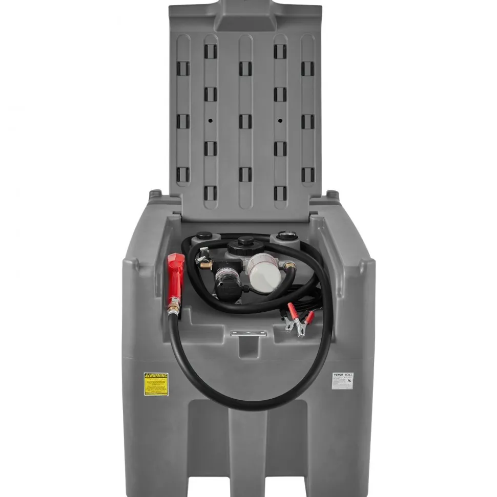 VEVOR Portable Diesel Tank, 116 Gallon Capacity & 10 GPM Flow Rate, Diesel Fuel Tank with 12V Electric Transfer Pump and 13.1ft Rubber Hose, PE Diesel Transfer Tank for Easy Fuel Transportation, Gray