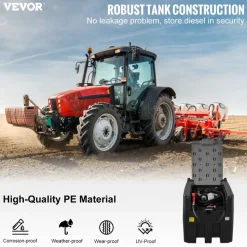 VEVOR Portable Diesel Tank, 116 Gallon Capacity & 10 GPM Flow Rate, Diesel Fuel Tank with 12V Electric Transfer Pump and 13.1ft Rubber Hose, PE Diesel Transfer Tank for Easy Fuel Transportation, Black
