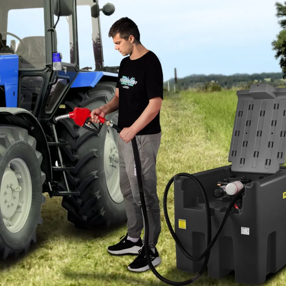VEVOR Portable Diesel Tank, 116 Gallon Capacity & 10 GPM Flow Rate, Diesel Fuel Tank with 12V Electric Transfer Pump and 13.1ft Rubber Hose, PE Diesel Transfer Tank for Easy Fuel Transportation, Black