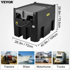 VEVOR Portable Diesel Tank, 116 Gallon Capacity & 10 GPM Flow Rate, Diesel Fuel Tank with 12V Electric Transfer Pump and 13.1ft Rubber Hose, PE Diesel Transfer Tank for Easy Fuel Transportation, Black