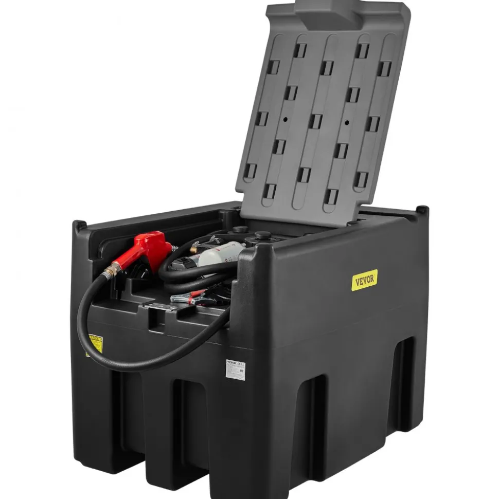 VEVOR Portable Diesel Tank, 116 Gallon Capacity & 10 GPM Flow Rate, Diesel Fuel Tank with 12V Electric Transfer Pump and 13.1ft Rubber Hose, PE Diesel Transfer Tank for Easy Fuel Transportation, Black