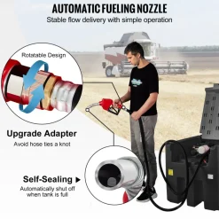 VEVOR Portable Diesel Tank, 116 Gallon Capacity & 10 GPM Flow Rate, Diesel Fuel Tank with 12V Electric Transfer Pump and 13.1ft Rubber Hose, PE Diesel Transfer Tank for Easy Fuel Transportation, Black
