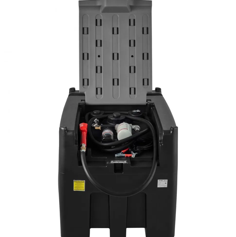 VEVOR Portable Diesel Tank, 116 Gallon Capacity & 10 GPM Flow Rate, Diesel Fuel Tank with 12V Electric Transfer Pump and 13.1ft Rubber Hose, PE Diesel Transfer Tank for Easy Fuel Transportation, Black