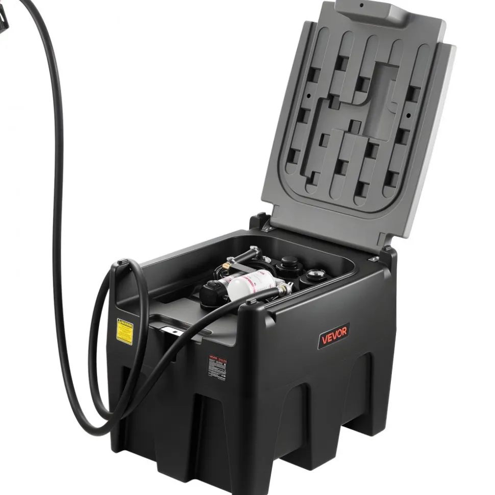 VEVOR Portable Diesel Tank, 58 Gallon Capacity & 10 GPM Flow Rate, Fuel Tank with 12V Electric Transfer Pump and 13.1ft Rubber Hose, PE Diesel Transfer Tanks for Easy Fuel Transportation, Black