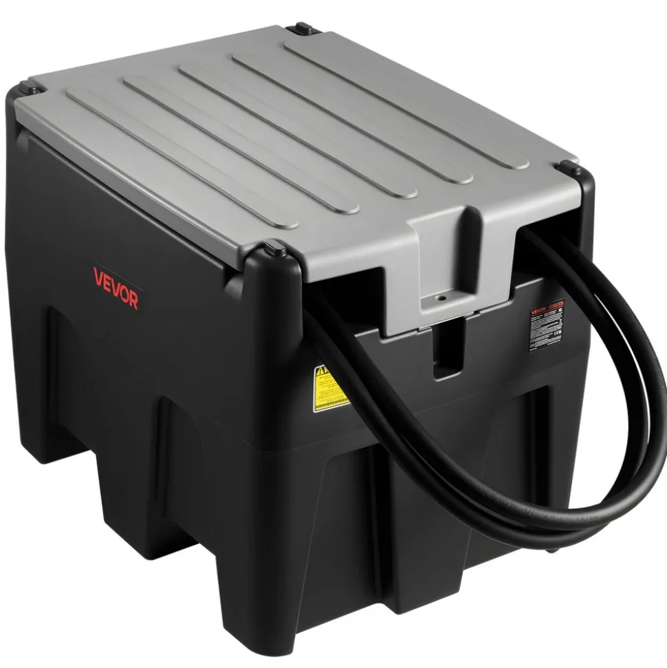 VEVOR Portable Diesel Tank, 58 Gallon Capacity & 10 GPM Flow Rate, Fuel Tank with 12V Electric Transfer Pump and 13.1ft Rubber Hose, PE Diesel Transfer Tanks for Easy Fuel Transportation, Black