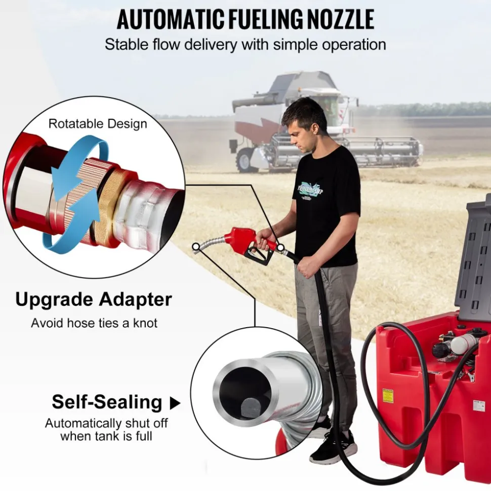 VEVOR Portable Diesel Tank, 116 Gallon Capacity & 10 GPM Flow Rate, Diesel Fuel Tank with 12V Electric Transfer Pump and 13.1ft Rubber Hose, PE Diesel Transfer Tank for Easy Fuel Transportation, Red