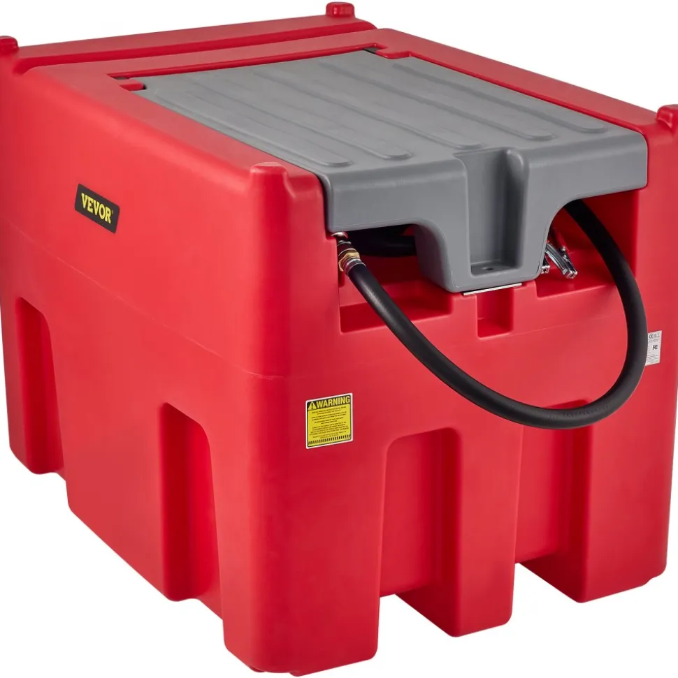 VEVOR Portable Diesel Tank, 116 Gallon Capacity & 10 GPM Flow Rate, Diesel Fuel Tank with 12V Electric Transfer Pump and 13.1ft Rubber Hose, PE Diesel Transfer Tank for Easy Fuel Transportation, Red
