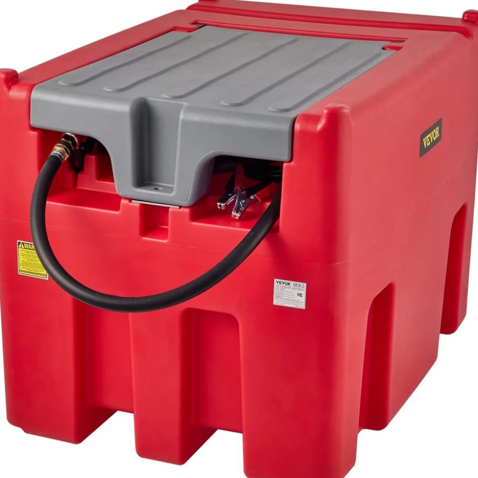 VEVOR Portable Diesel Tank, 116 Gallon Capacity & 10 GPM Flow Rate, Diesel Fuel Tank with 12V Electric Transfer Pump and 13.1ft Rubber Hose, PE Diesel Transfer Tank for Easy Fuel Transportation, Red