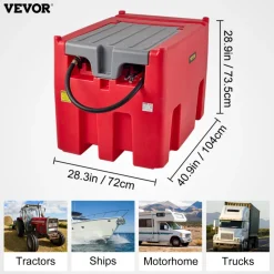 VEVOR Portable Diesel Tank, 116 Gallon Capacity & 10 GPM Flow Rate, Diesel Fuel Tank with 12V Electric Transfer Pump and 13.1ft Rubber Hose, PE Diesel Transfer Tank for Easy Fuel Transportation, Red