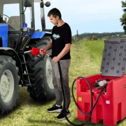 VEVOR Portable Diesel Tank, 116 Gallon Capacity & 10 GPM Flow Rate, Diesel Fuel Tank with 12V Electric Transfer Pump and 13.1ft Rubber Hose, PE Diesel Transfer Tank for Easy Fuel Transportation, Red
