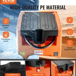 VEVOR Portable Diesel Tank, 48 Gallon, 10.6GPM Flow Rate, Diesel Fuel Tank with 12V Electric Transfer Pump, 13.1 ft Hose, Auto Fueling Nozzle, Diesel Transfer Tank for Easy Fuel Transportation, Orange