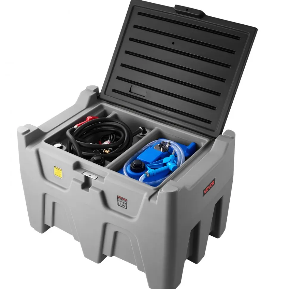 VEVOR Portable Diesel Tank, Separated 106 Gal Diesel & 8 Gal DEF Storage Tank, Leakproof Fuel Transfer Tanks with Pump & 13 Ft Hose, 10 GPM Flow Rate, Gas Storage Tanks for Easy Fuel Transportation