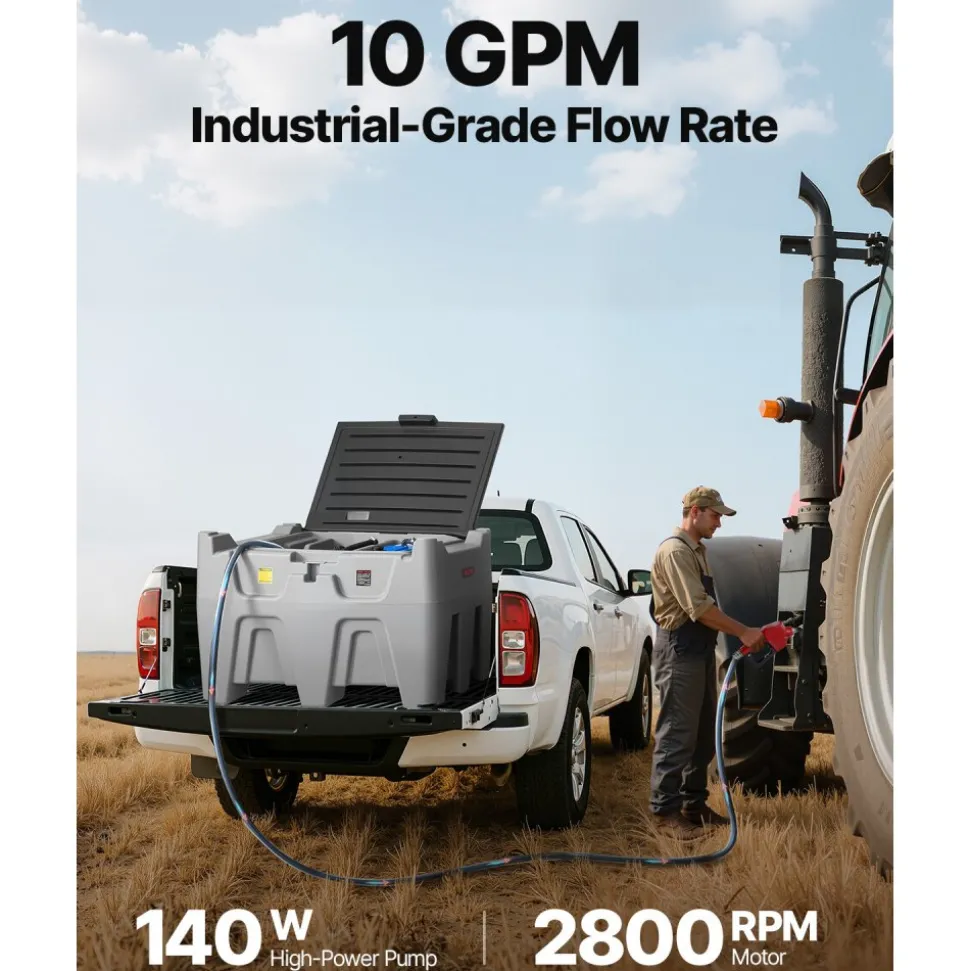 VEVOR Portable Diesel Tank, Separated 106 Gal Diesel & 8 Gal DEF Storage Tank, Leakproof Fuel Transfer Tanks with Pump & 13 Ft Hose, 10 GPM Flow Rate, Gas Storage Tanks for Easy Fuel Transportation